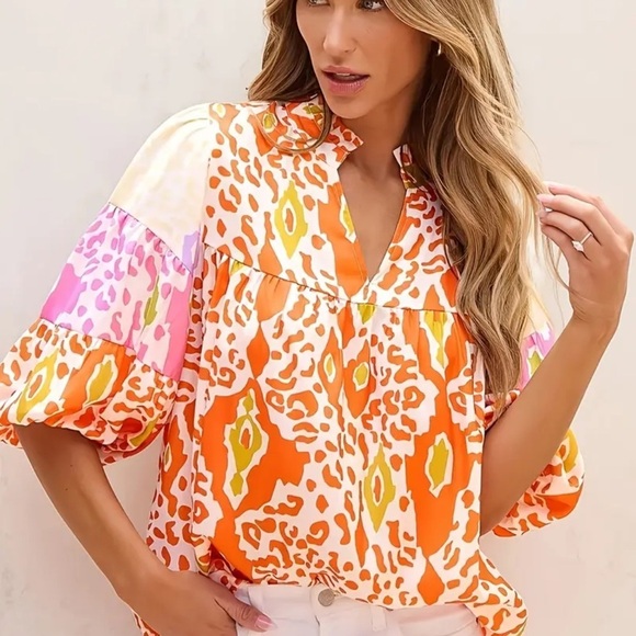 NWOT - Stunning Women's Multicolor Patterned Top - Size Large - Picture 2 of 8